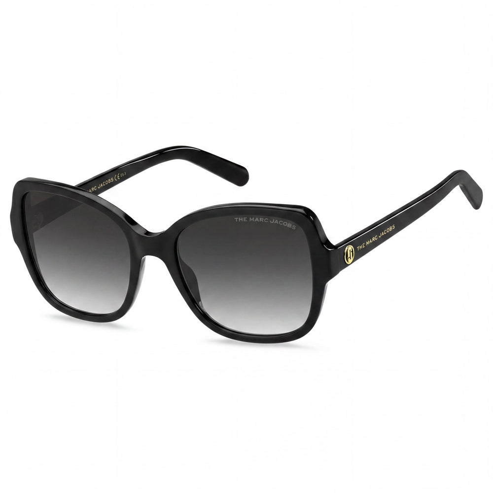 Gafas de sol Marc Jacobs MARC 555/S para mujer, de acetato negro, con cristales de 55 mm degradados en gris oscuro, sin polarizar y con protección UV