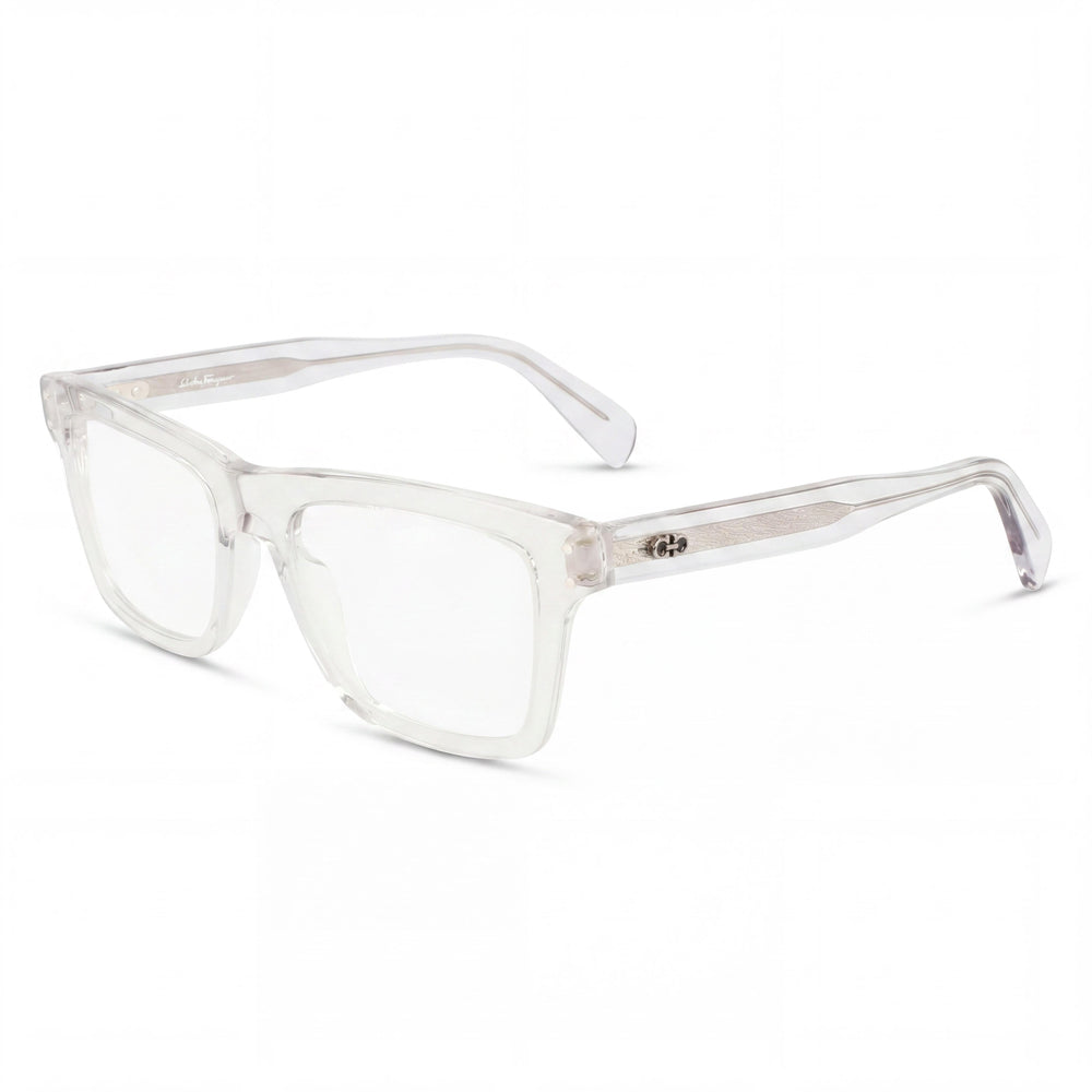 Salvatore Ferragamo Modern Women's Plastic Full Rim Square Eyeglasses Light Crystal Grey 53-19