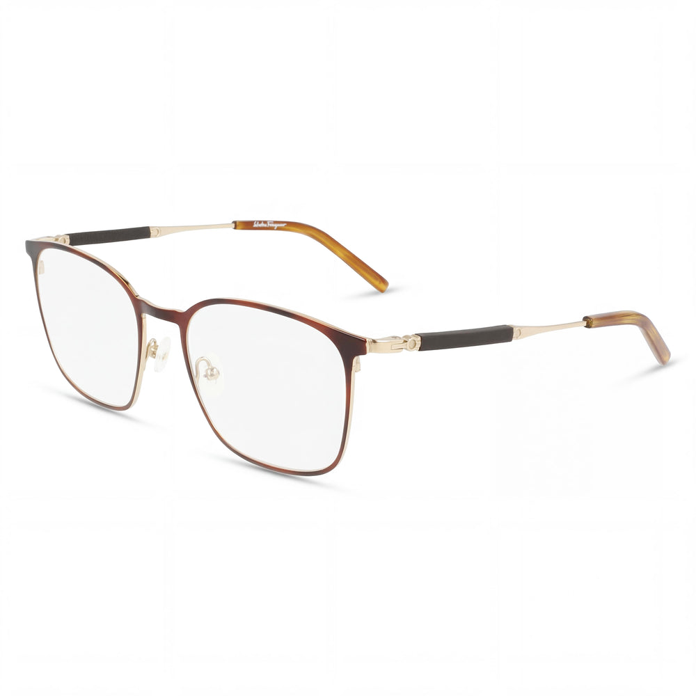 Salvatore Ferragamo Sf2566 Unisex Titanium Full Rim Square Tortoise Gold 54mm Eyeglasses