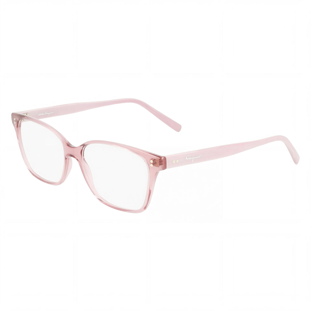 Salvatore Ferragamo Modern Women's Acetate Eyeglasses with Transparent Rose Frame and Lenses 52mm