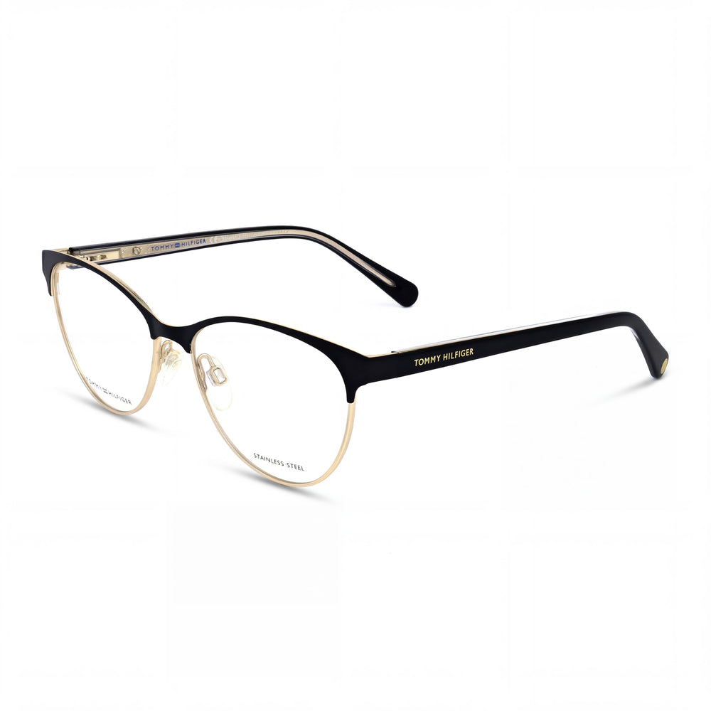 Tommy Hilfiger TH 1886 Gafas de Mujer con Montura de Acero Inoxidable, Acabado Negro Mate Dorado, 54mm