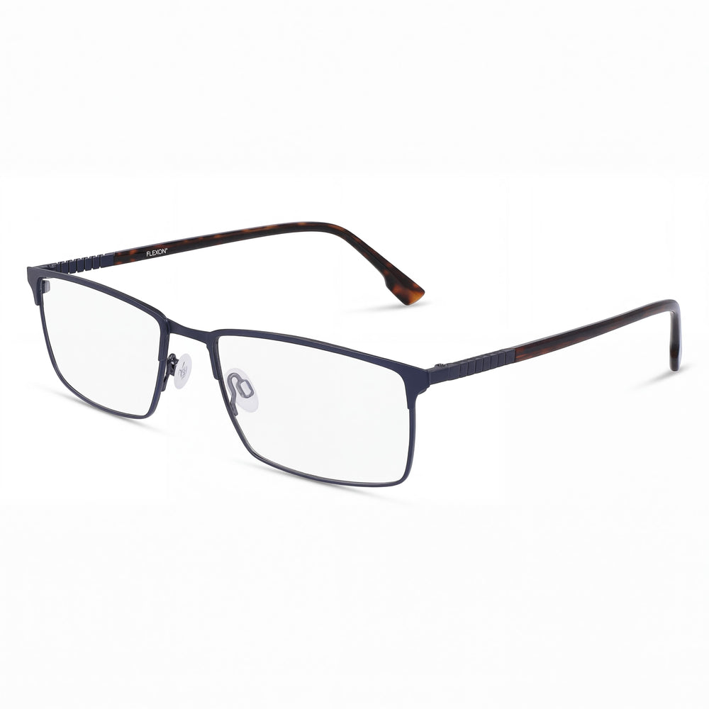 Montura de acetato unisex Flexon E1129 en color azul marino mate con lentes de policarbonato y un ancho de lente de 59 mm