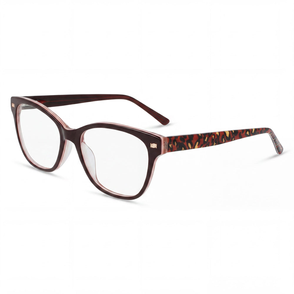 bebe Bb5194 Men’s Eyewear Frames with Metal Construction in Berry Animal, Size 53-17-140mm