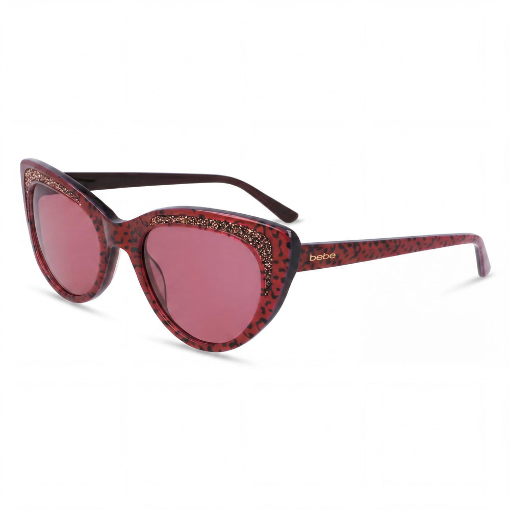 bebe Bb7242 Women's Acetate UV Protection Sunglasses, Pink Animal Frame, Pink Lenses 55-19-140