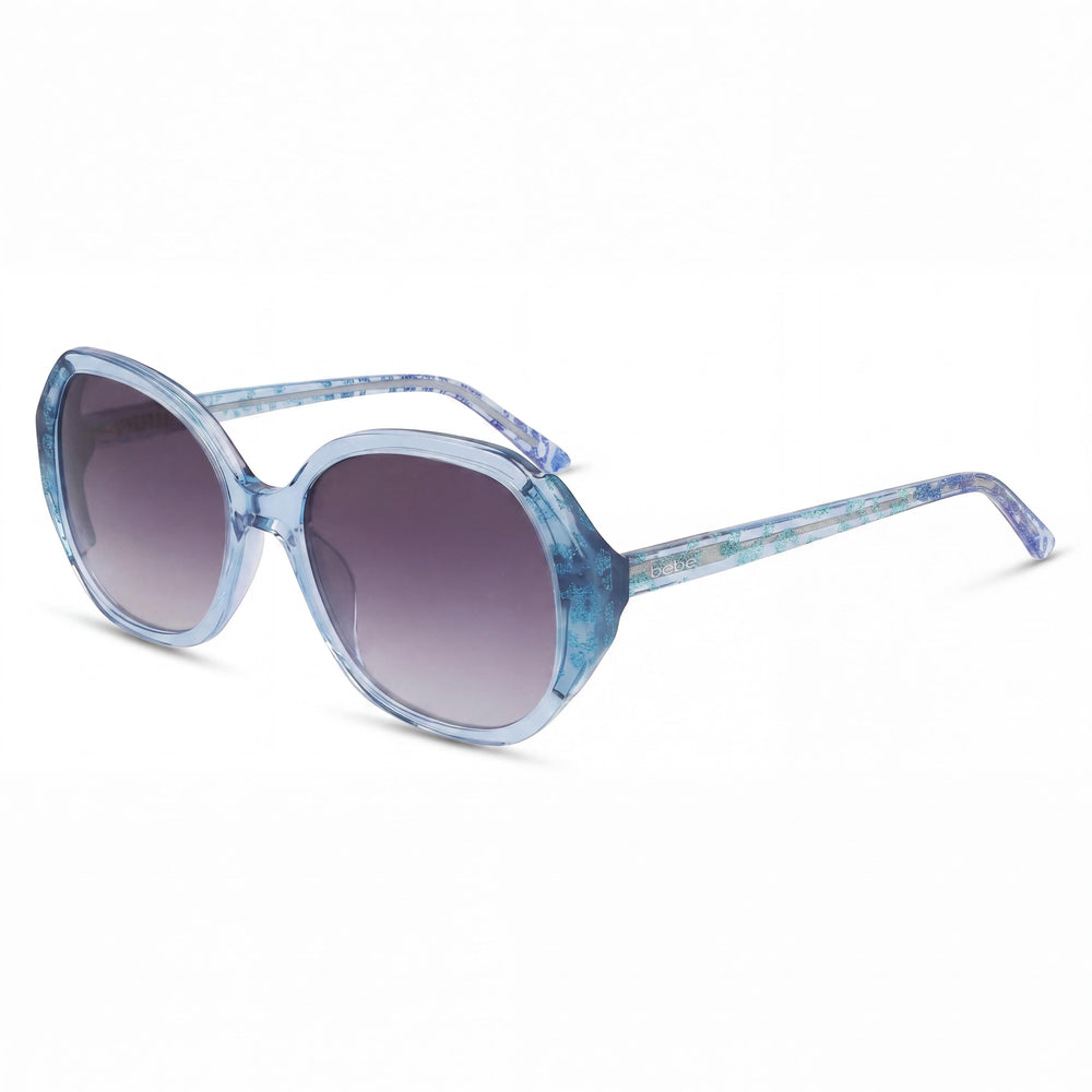 bebe Women's Bb7245 Blue Animal Plastic Frame with Blue Acetate Lenses, 54mm Lens Width, UV Protection