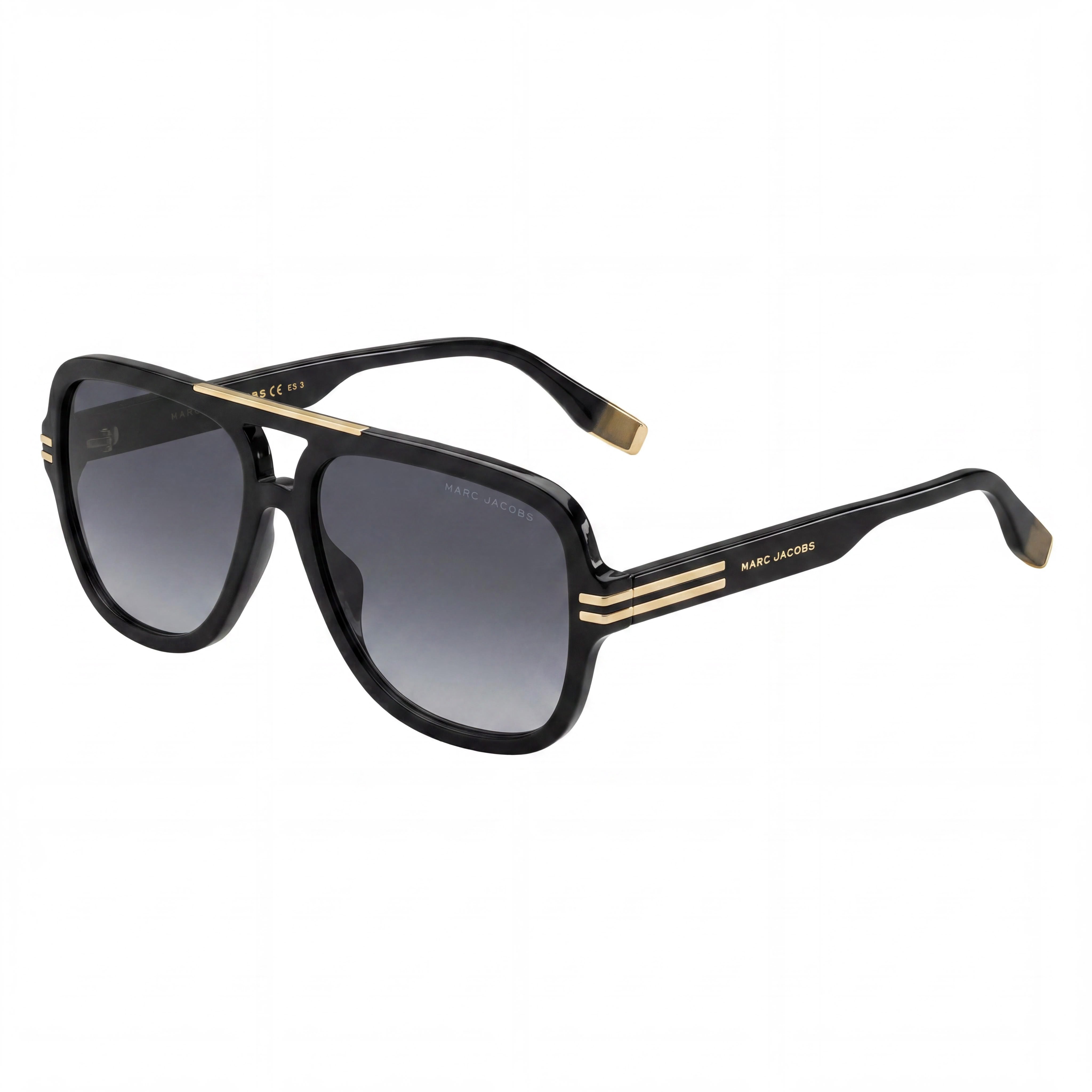 Marc Jacobs Comtemporary Unisex Black Acetate Sunglasses with UV Protection, Dark Grey Shaded Lenses 58mm, Photo 1