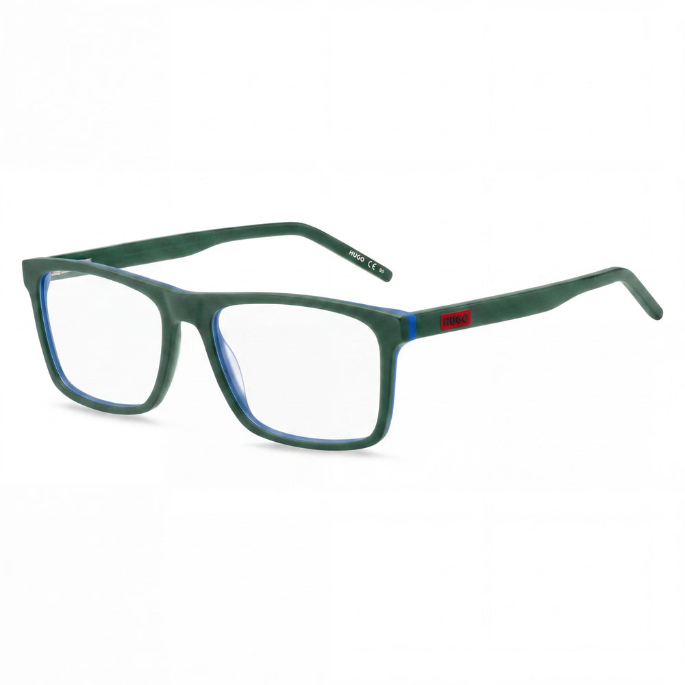 Gafas de sol unisex rectangulares Hugo Boss 1198 con montura de acetato verde-azul, lentes de policarbonato no polarizadas de 56 mm