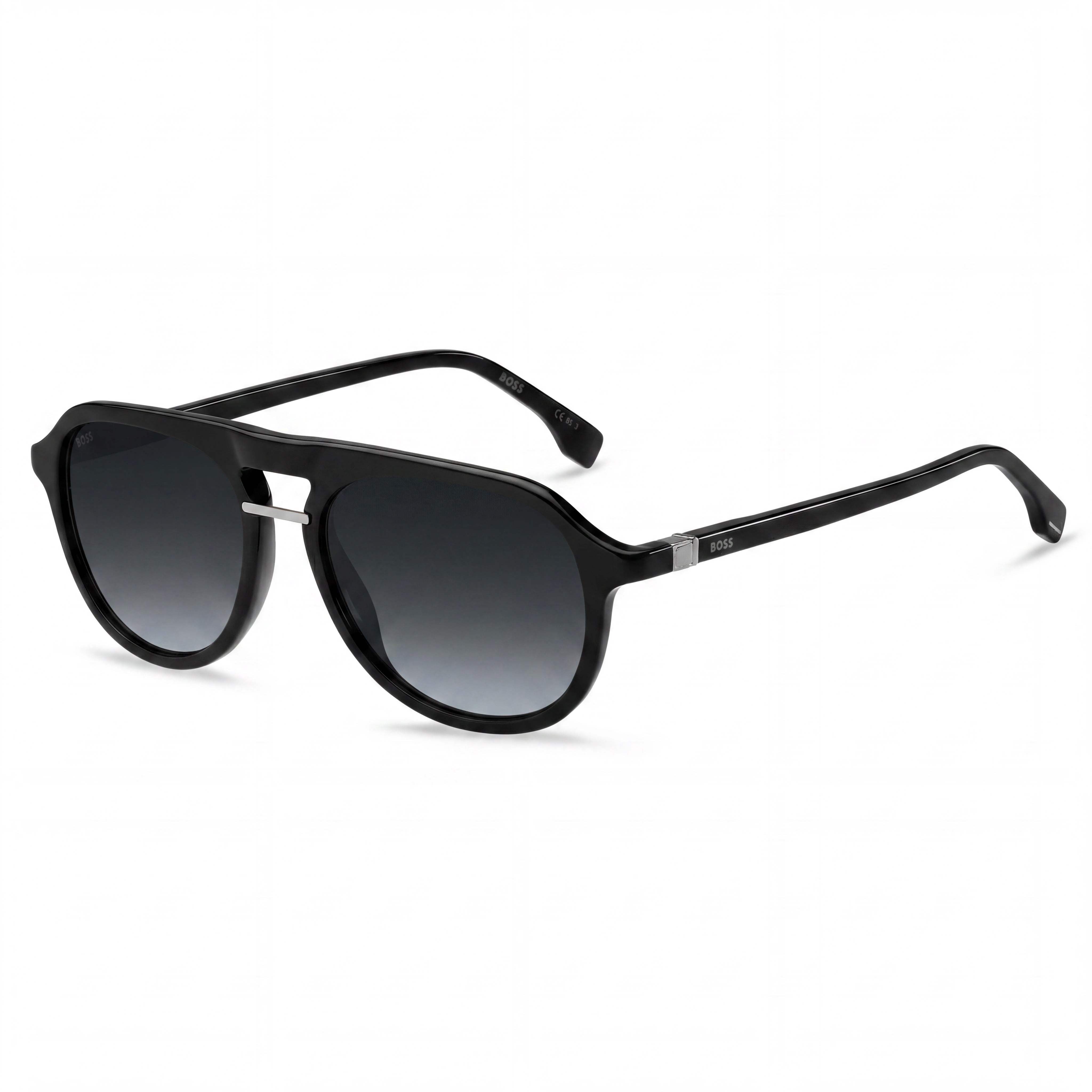 Hugo Boss Classic Unisex Black Acetate Frame Dark Grey Shaded UV Protected Lenses Sunglasses 54mm, Photo 1