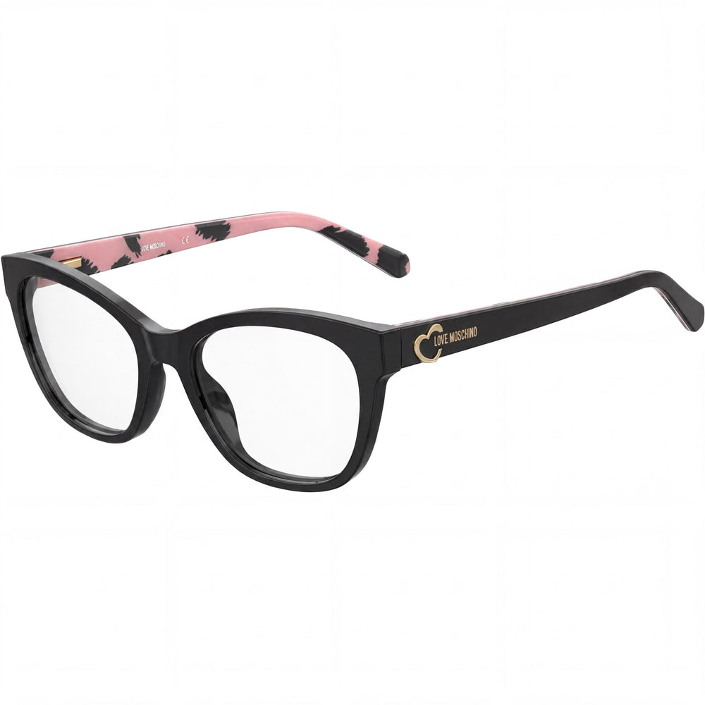Gafas de Sol Love Moschino con Montura Moderna de Acetato para Mujer, Diseño de Patrón Rosa y Negro, Ancho de Lente de 53 mm