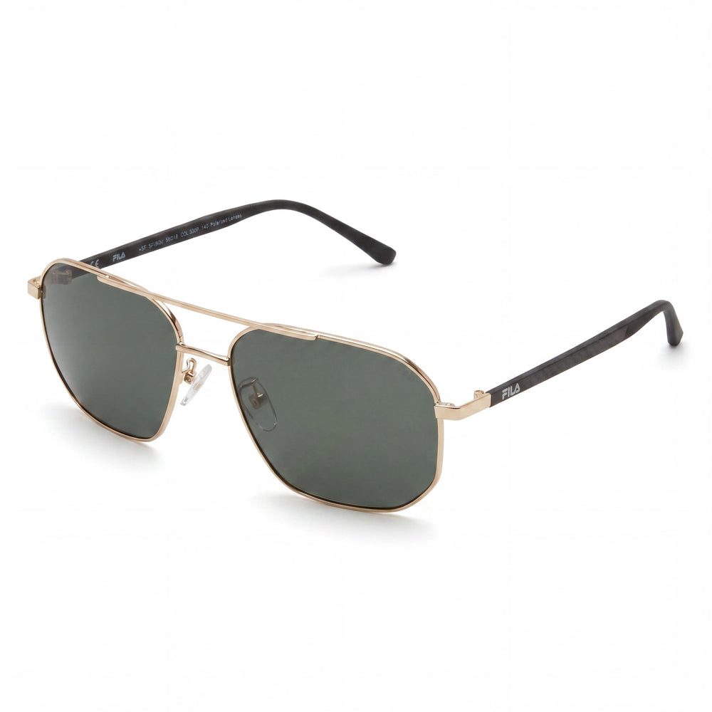 Fila Casual Men's Metal-Injected Shiny Rose Gold Frame Green Polarized UV Sunglasses 58-16-140