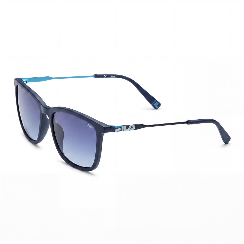 Fila Casual Men's Oil-Metal Combination Matt Night Blue Frame Sunglasses with Blue Gradient Lenses 55mm