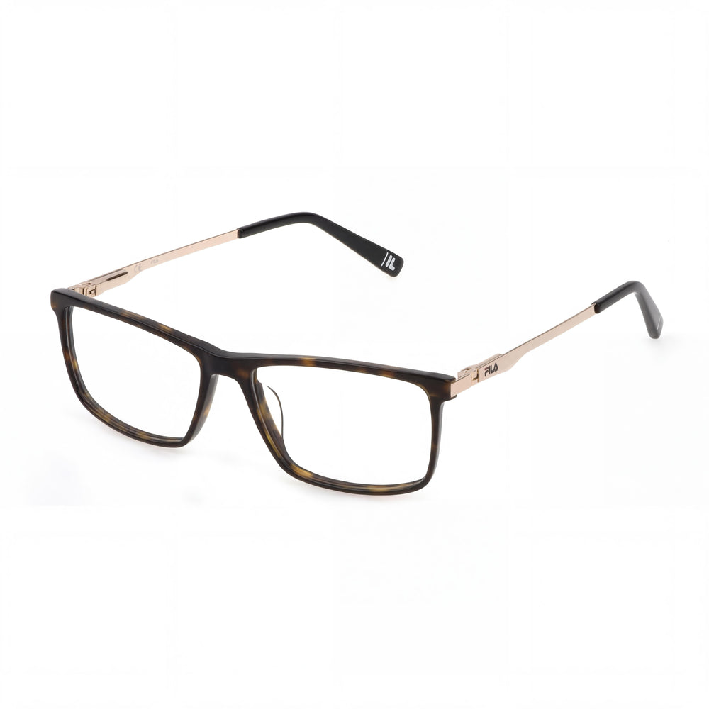 Fila Classic Unisex Eyeglasses with Acetate-Metal Combination Frame in Shiny Dark Havana 54mm