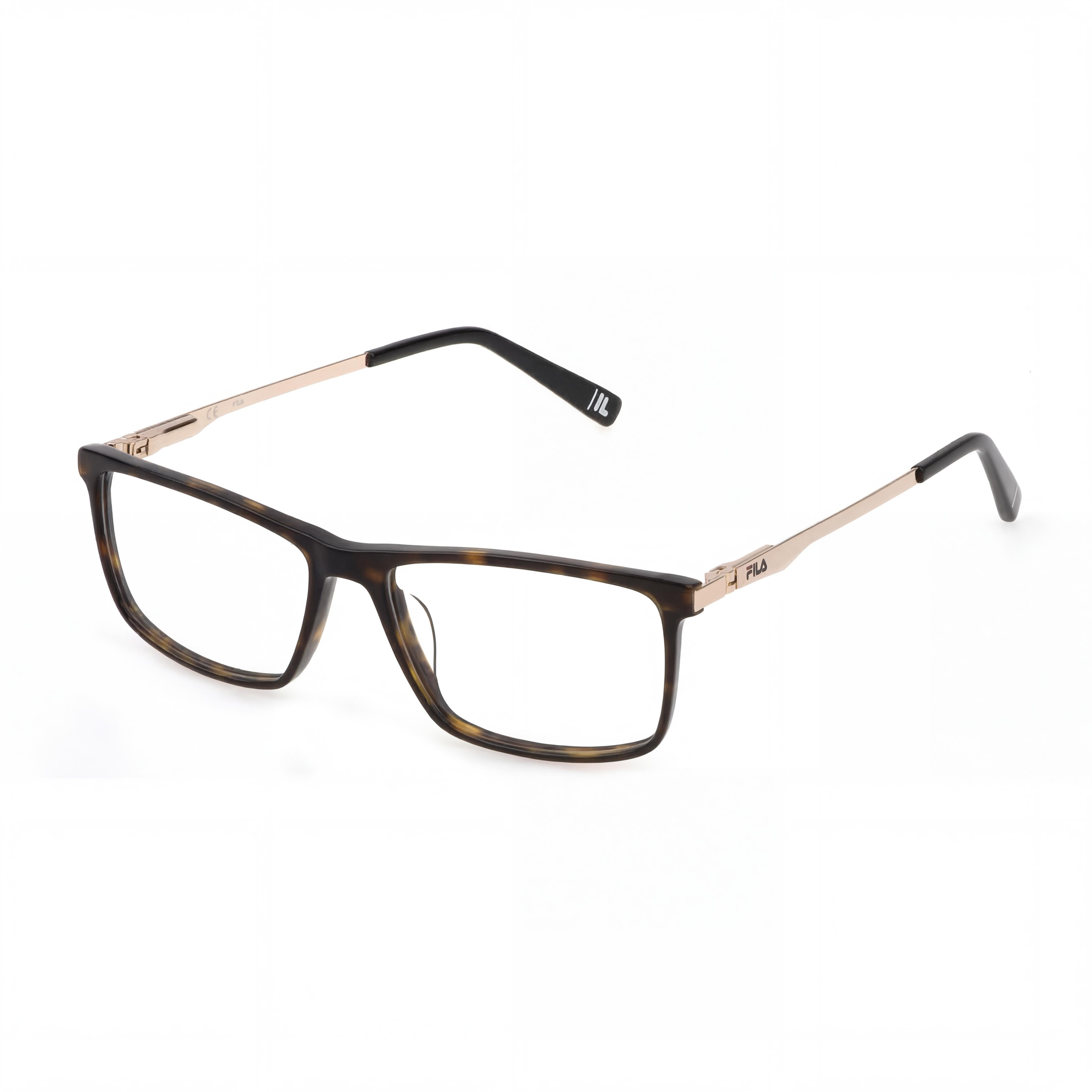 Fila Classic Unisex Eyeglasses with Acetate-Metal Combination Frame in Shiny Dark Havana 54mm, Photo 1