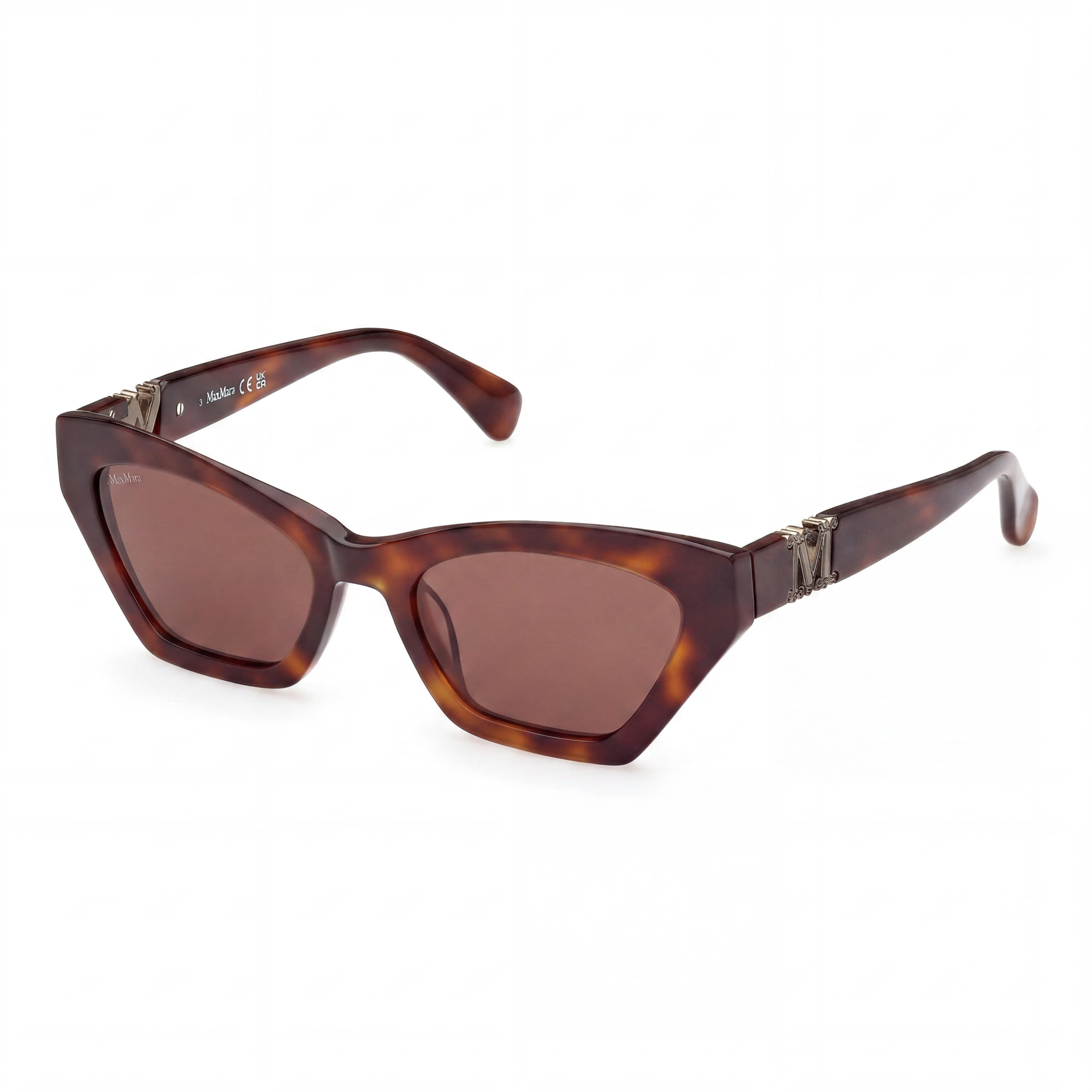 Gafas de sol casuales MaxMara para mujer, montura de plástico color habana oscuro, lentes marrones, 52 mm, protección UV, Photo 1