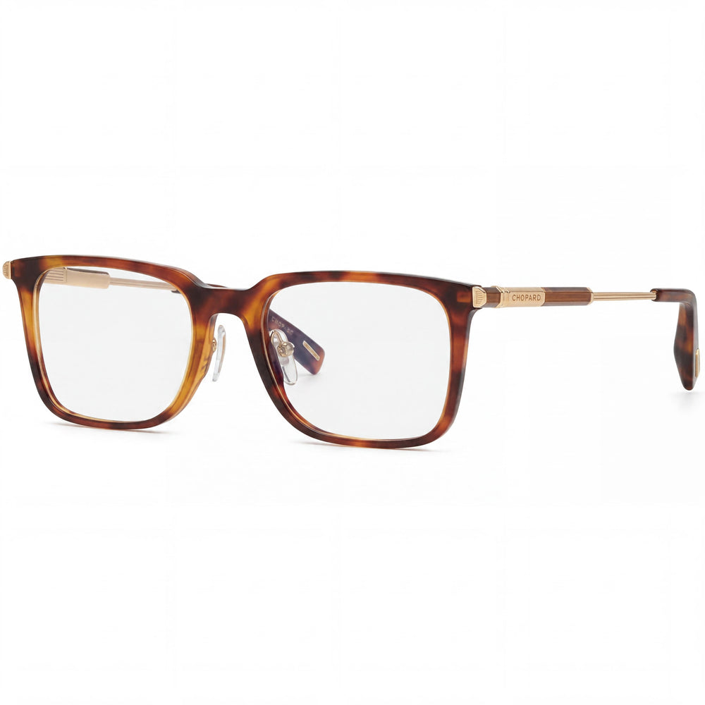 Gafas de vista Chopard Modern Unisex de acetato y metal color rojo Havana con montura completa, rectangulares y lentes transparentes, 53 mm