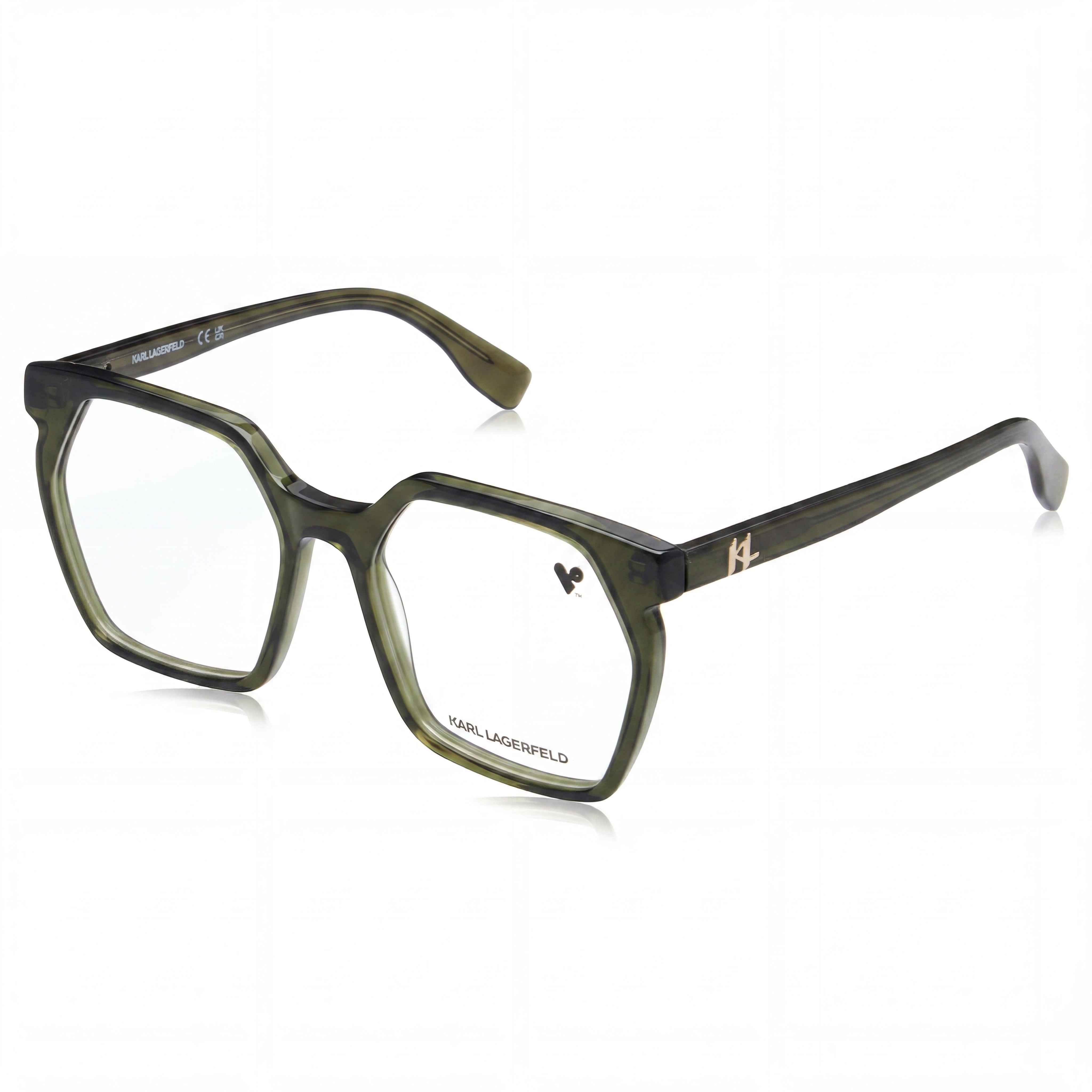 KARL LAGERFELD Modern KL6093 Unisex Khaki Acetate Frame Sunglasses with Blue Mirror Lenses, 54mm, Photo 1