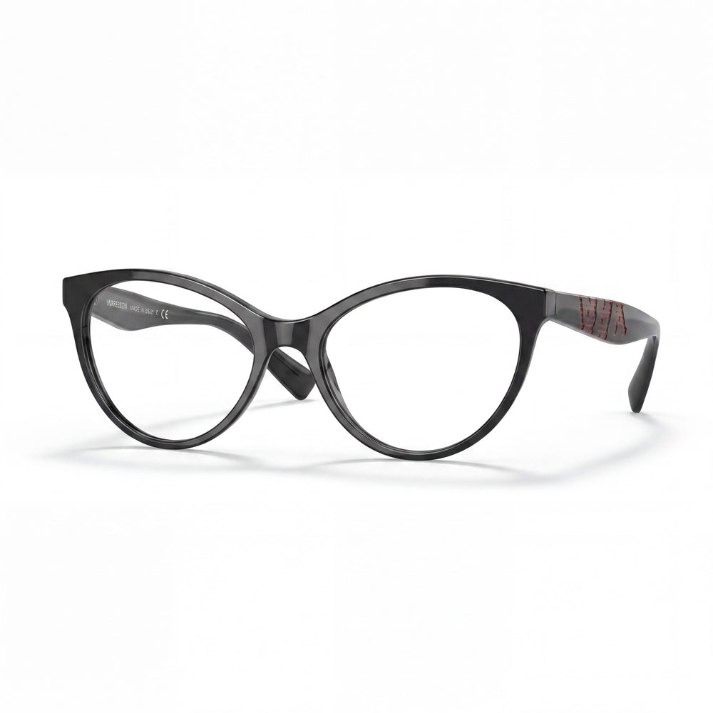Monturas de Gafas Valentino Lujo Clásico Modelo Unisex Negro Compuesto con Lentes de Demostración de Plástico, Ancho de Lente de 53mm, Puente de 19mm