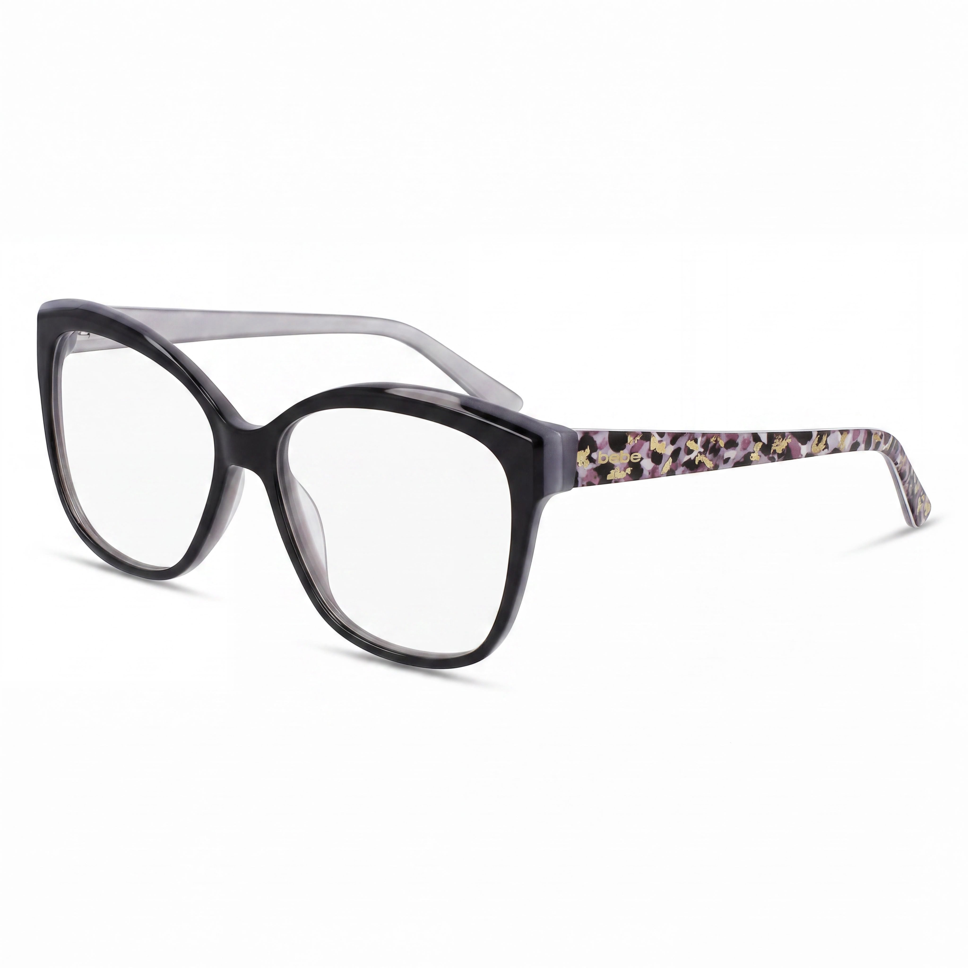 bebe Bb5214 Men's Metal Optical Eyeglass Frames, Jet Black, Clear Lenses, Size 54-14-135, Photo 1