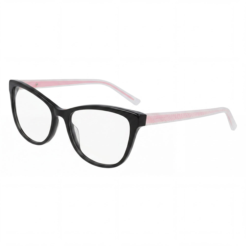 bebe Bb5211 Women's Jet Plastic Full Rim Cat Eye Frame Eyeglasses 55mm Lens 17mm Bridge 140mm Temple
