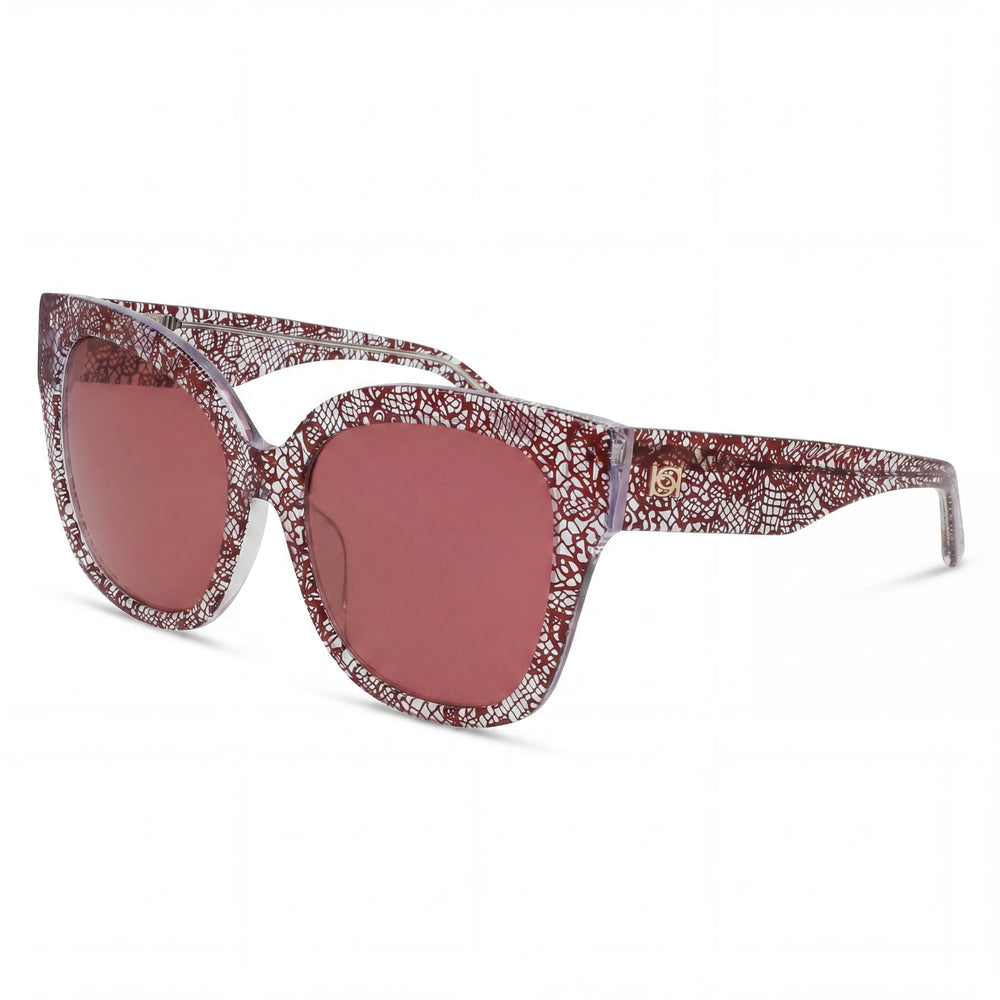 bebe Bb7248 Women's Berry Lace Plastic Frame 100% UV Protective Non-Polarized Sunglasses 56mm