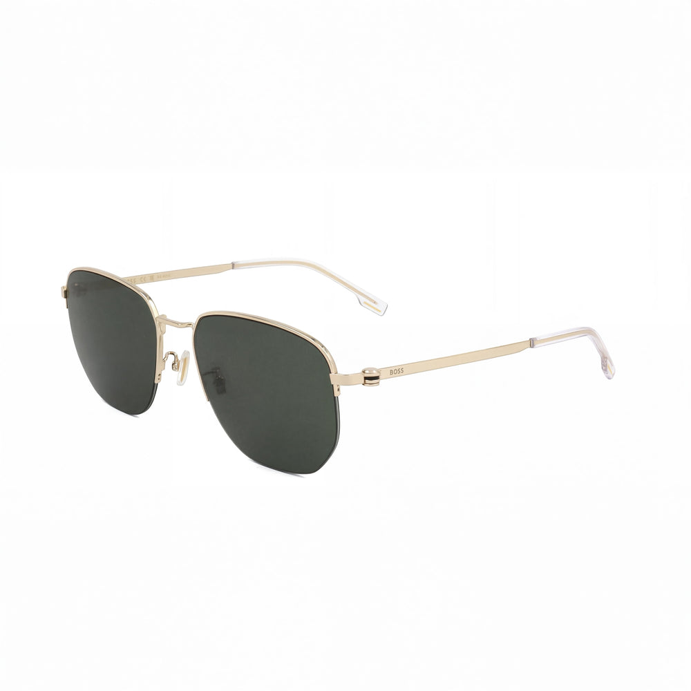 Hugo Boss Classic Unisex Stainless Steel Gold Green Frame Green Lens Non-Polarized UV Protection Sunglasses 57mm