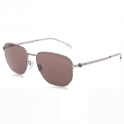 Hugo Boss Modern Unisex Stainless Steel Frame & Lens Ruthenium UV Protection Sunglasses 57mm