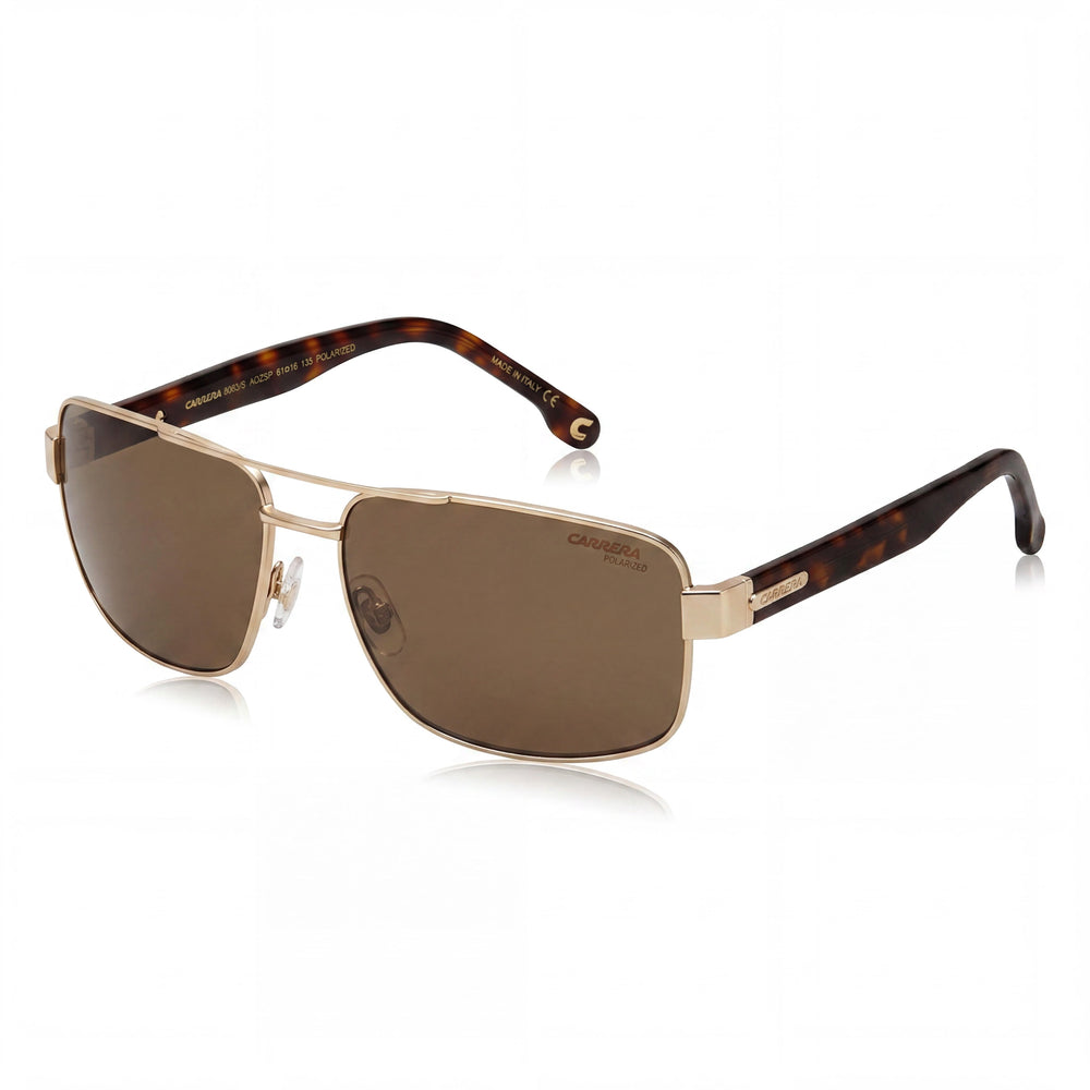 Gafas de sol modernas Carrera para mujer, armazón de acero inoxidable dorado mate, protección UV no polarizada, 61 mm