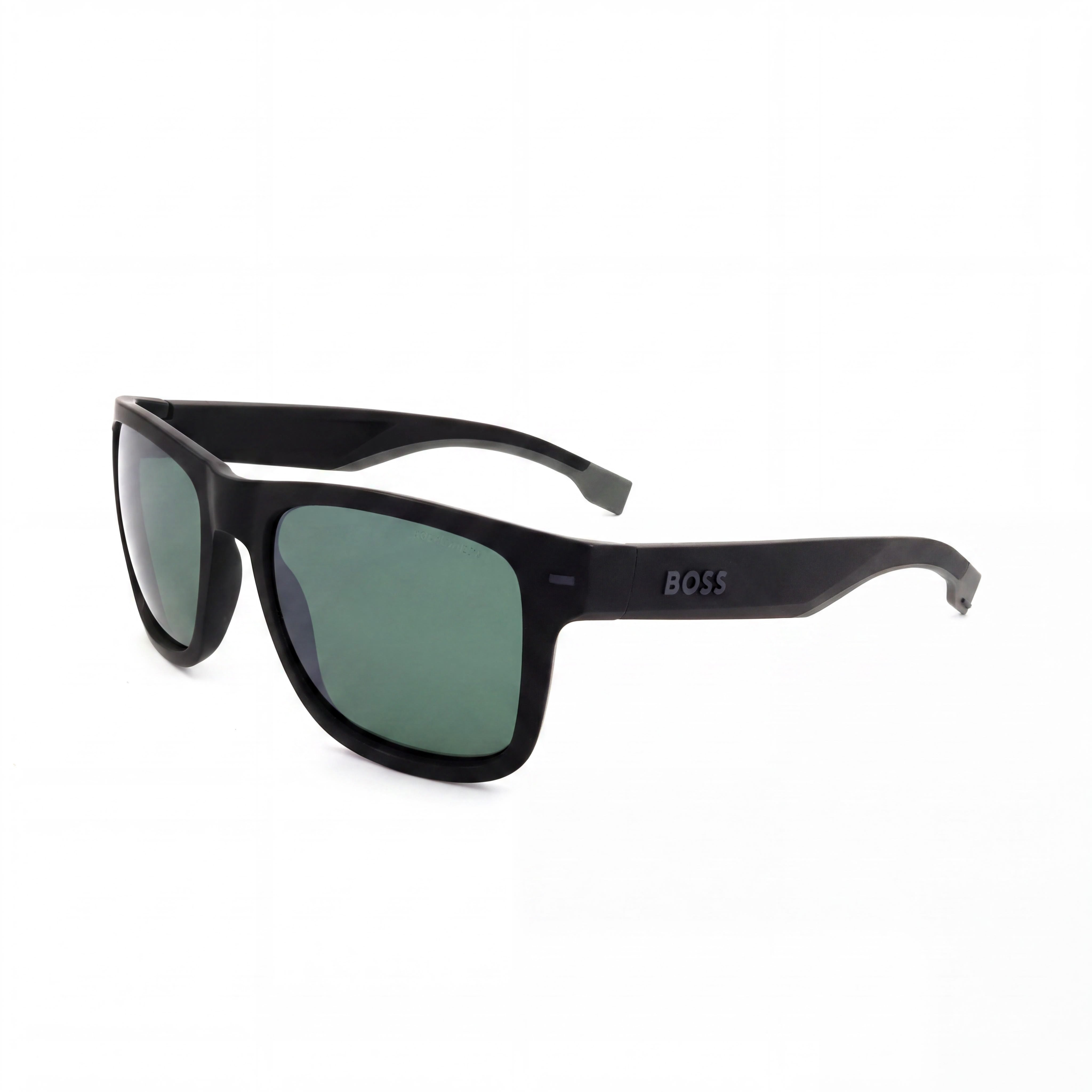 Gafas de sol polarizadas HUGO BOSS modernas unisex de POLIAMIDA ECO negras mate grises verdes 55 mm, Photo 1