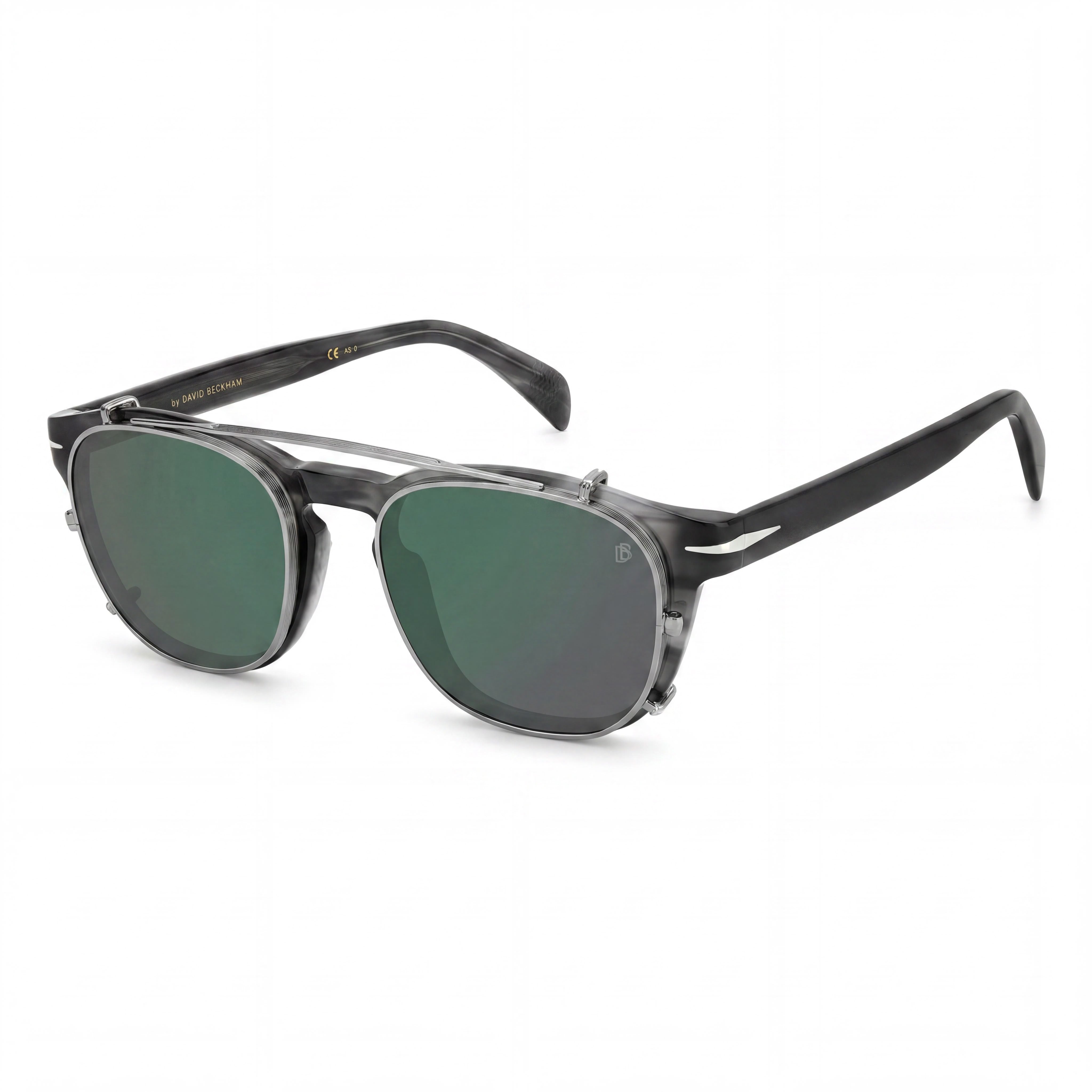 David Beckham Db 1117/Cs Gafas de Hombre con Clip de Aluminio Cuerno Gris Plata con Lentes UV Verdes 50-20-145, Photo 1