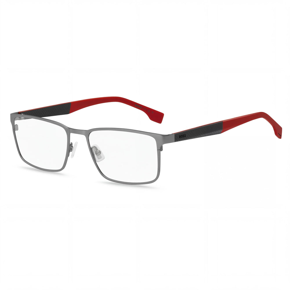 Gafas Hugo Boss casuales de hombre de metal rutenio rojo 55-18-145