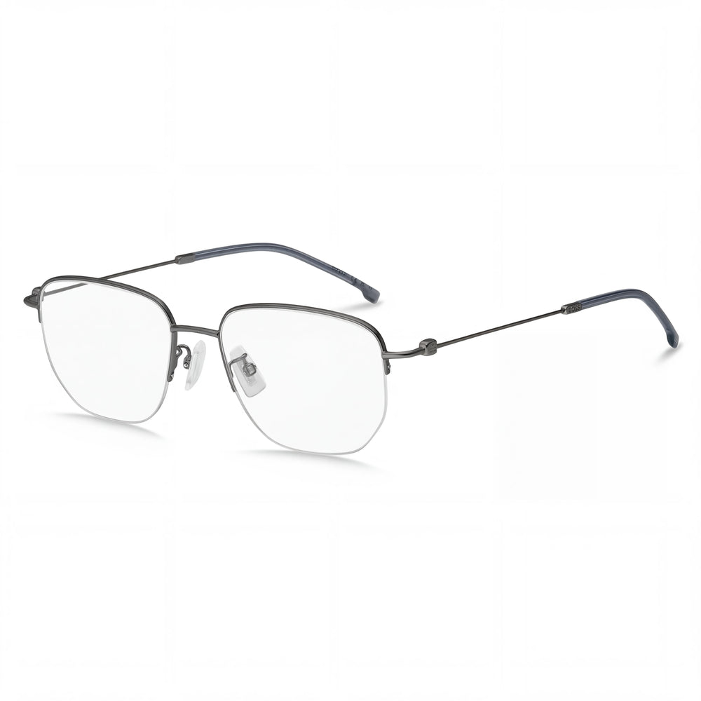 Gafas modernas para hombre Hugo Boss, montura de acero de aleación rutenio oscuro mate, lentes de policarbonato, 54-18-145 mm