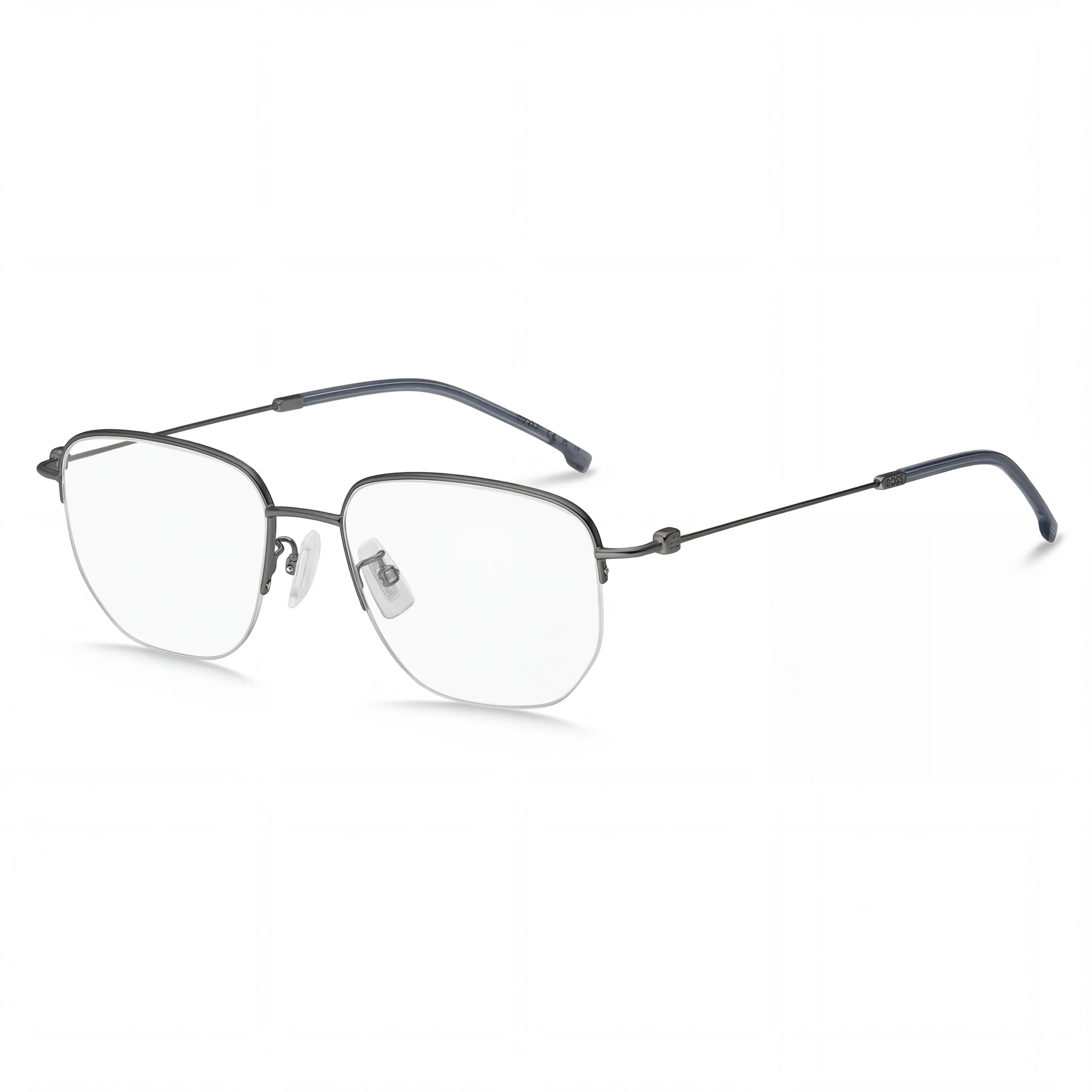 Gafas modernas para hombre Hugo Boss, montura de acero de aleación rutenio oscuro mate, lentes de policarbonato, 54-18-145 mm, Photo 1