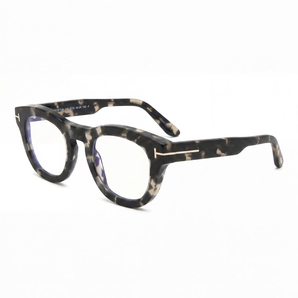 Tom Ford Ft5873-b Men's Blonde Tortoise Oval Full Rim Pantographed Plastic Clear Non- Eyeglasses 49mm
