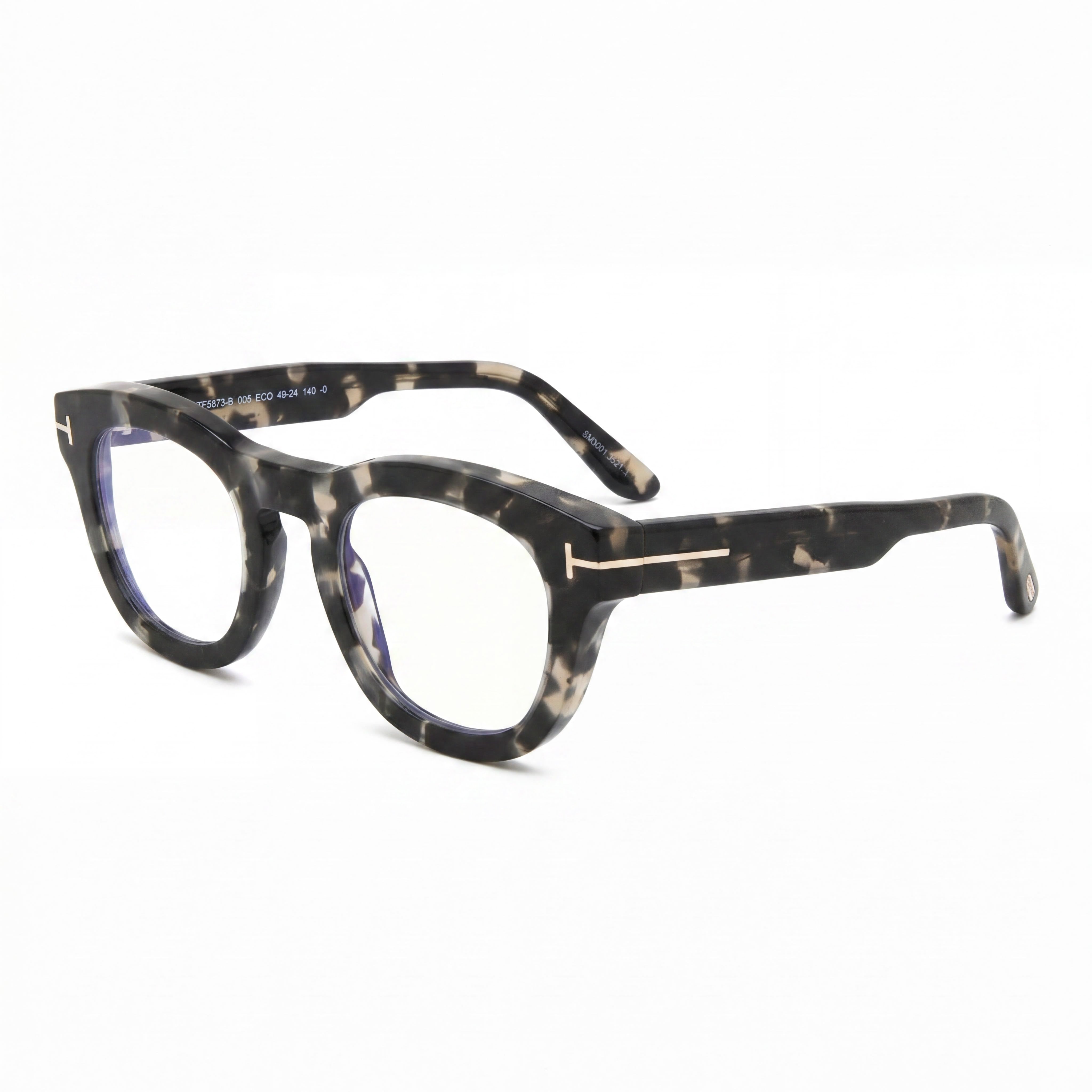 Tom Ford Ft5873-b Gafas para hombre, ovaladas, de montura completa de plástico pantografiado, color carey rubio, transparentes sin graduación, 49 mm, Photo 1