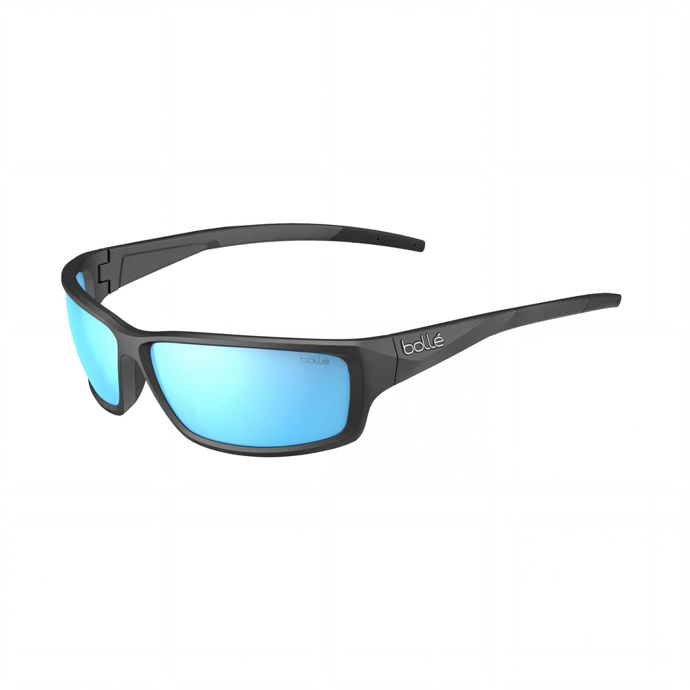 bollé Cerber Unisex Black Matte Thermoplastic Polyurethane Frame, Sky Blue Polarized UV Protected Lenses, 68mm