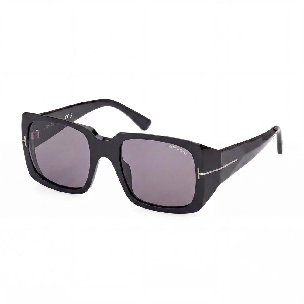 Tom Ford Classic Unisex Sunglasses, Shiny Black/Dark Grey Plastic Frame, Dark Grey UV Lenses 51-20-135