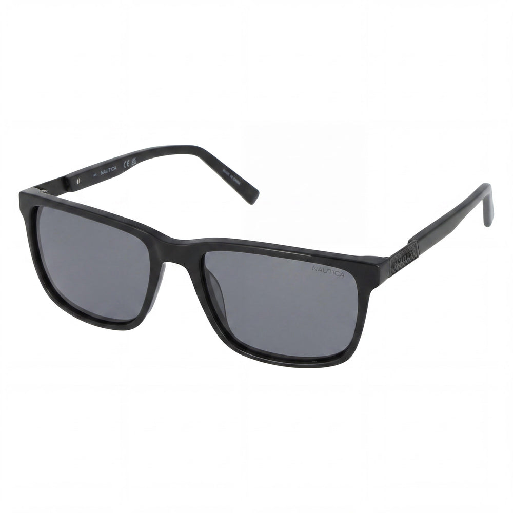 Nautica Casual Men's Sunglasses, Black White Plastic Frame, Acetate Lens, UV Protection, 56mm
