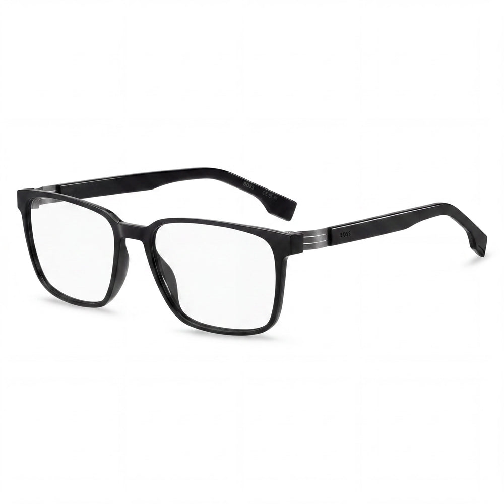 BOSS BOSS 1578 Unisex Square Black Plastic Full-Rim Eyeglasses with Non- Demo Lenses 57-18-150