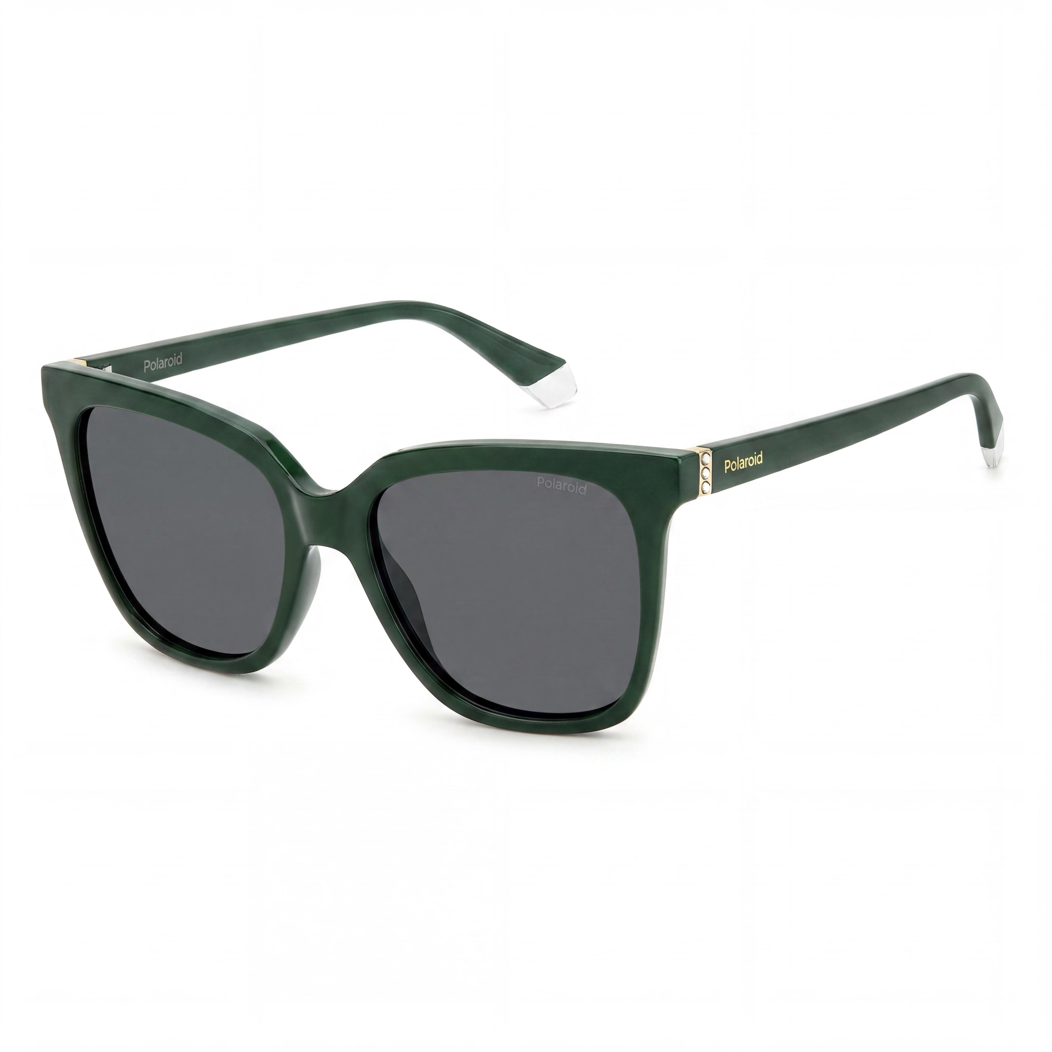 Polaroid Eyewear Essential Women's Green Grey Polycarbonate 55mm Sunglasses with Grey UV 400 Lenses, Photo 2