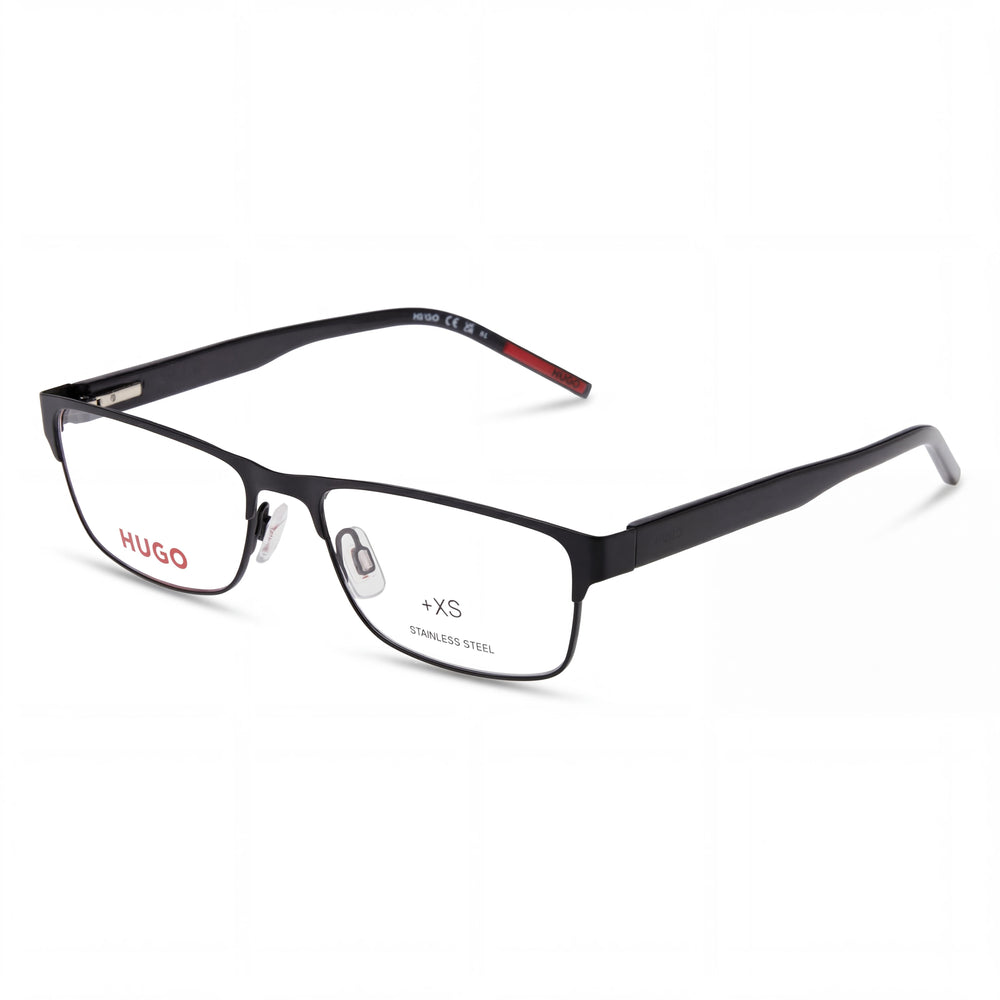 Hugo Boss Modern Men's Sunglasses with Black Alloy Steel Frame and Black Polycarbonate Lenses, 55mm