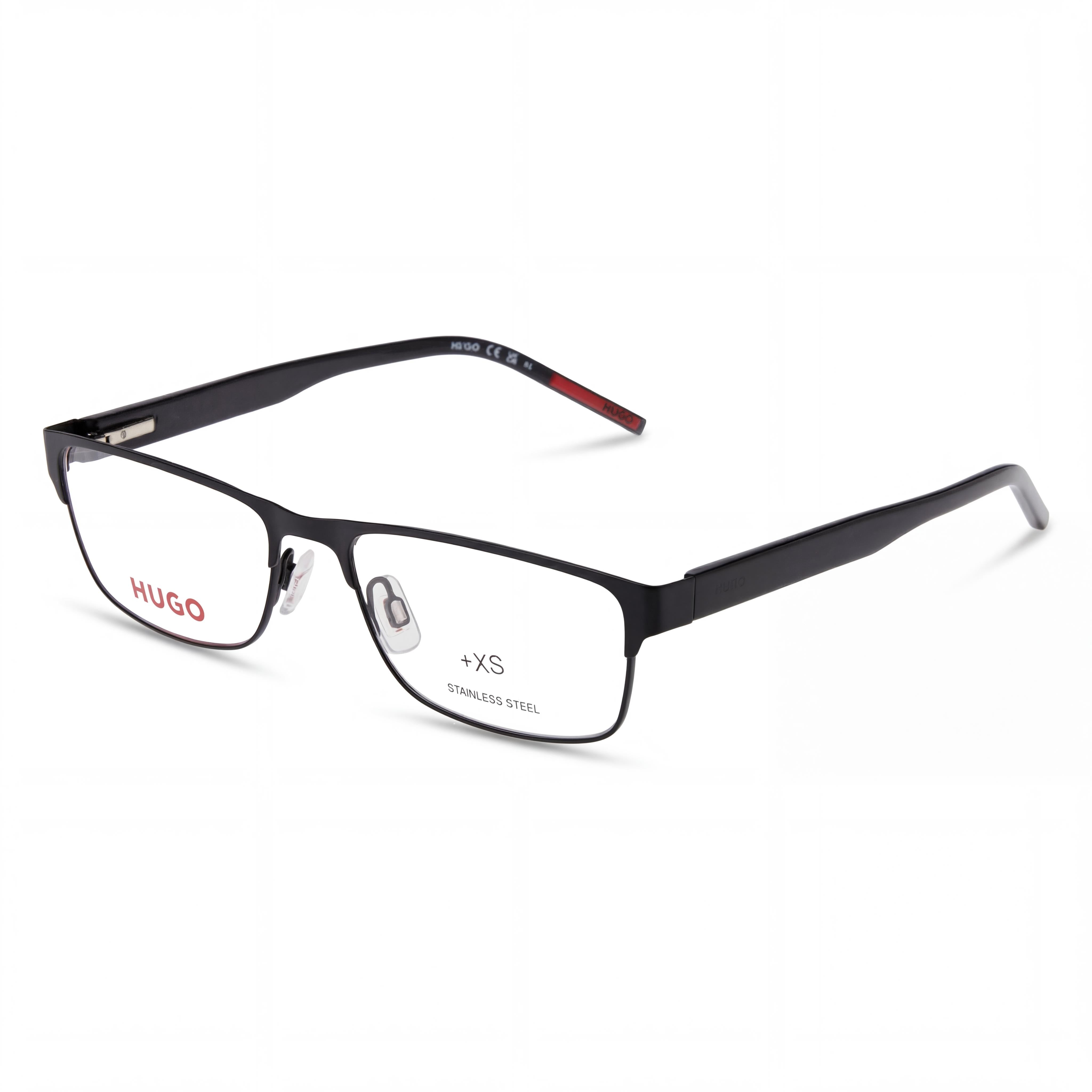 Hugo Boss Modern Men's Sunglasses with Black Alloy Steel Frame and Black Polycarbonate Lenses, 55mm, Photo 1