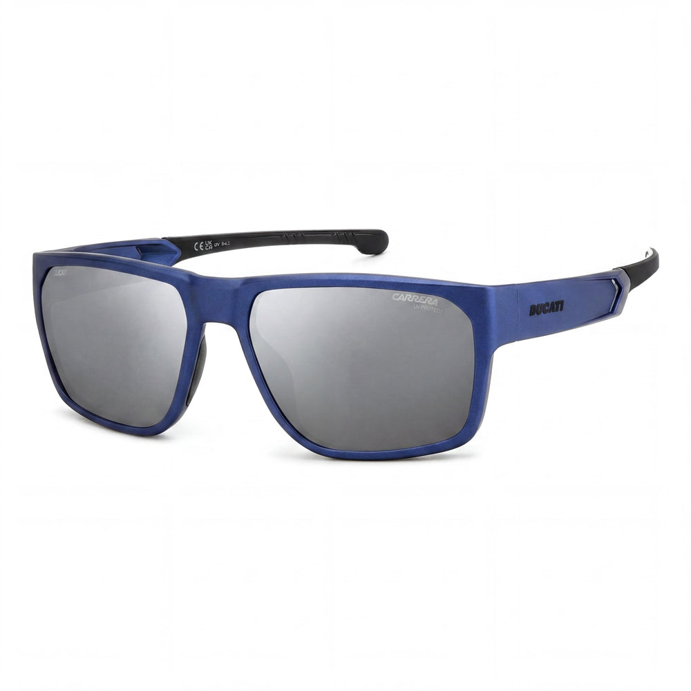 Carrera Ducati Gafas de sol de poliamida elegante para hombre en azul y gris metalizado, lentes metalizadas azules, protección UV 59 mm