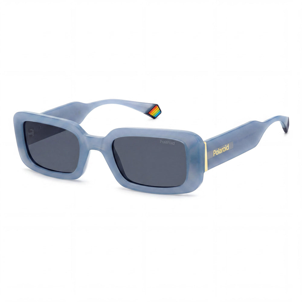 Gafas de sol rectangulares Polaroid Eyewear Classic para mujer, color azul azur de policarbonato, protección UV, 52 mm