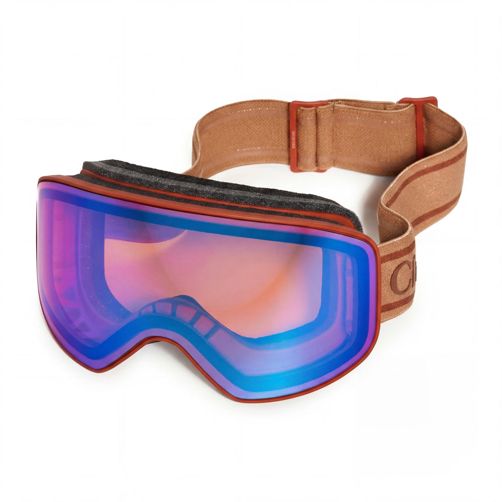 Chloe Casual Ski Goggles Women's Injection Frame Non-Polarized Brown Orange Lens, Frameless, 220mm Lens Width