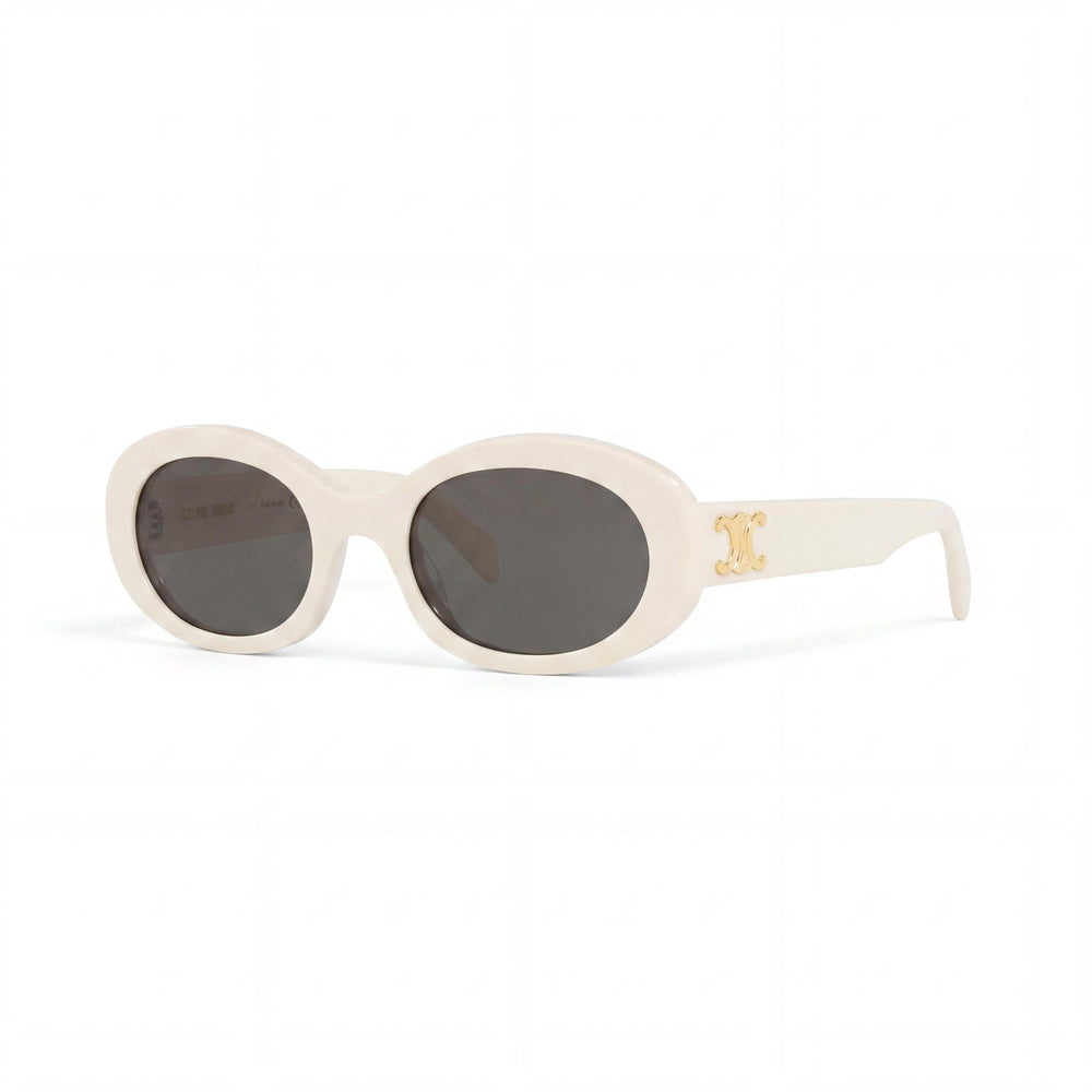 Celine CL40194U Unisex Oval Marfil Acetato Montura Gris Sólido Poliamida Lentes Ajuste Puente Alto