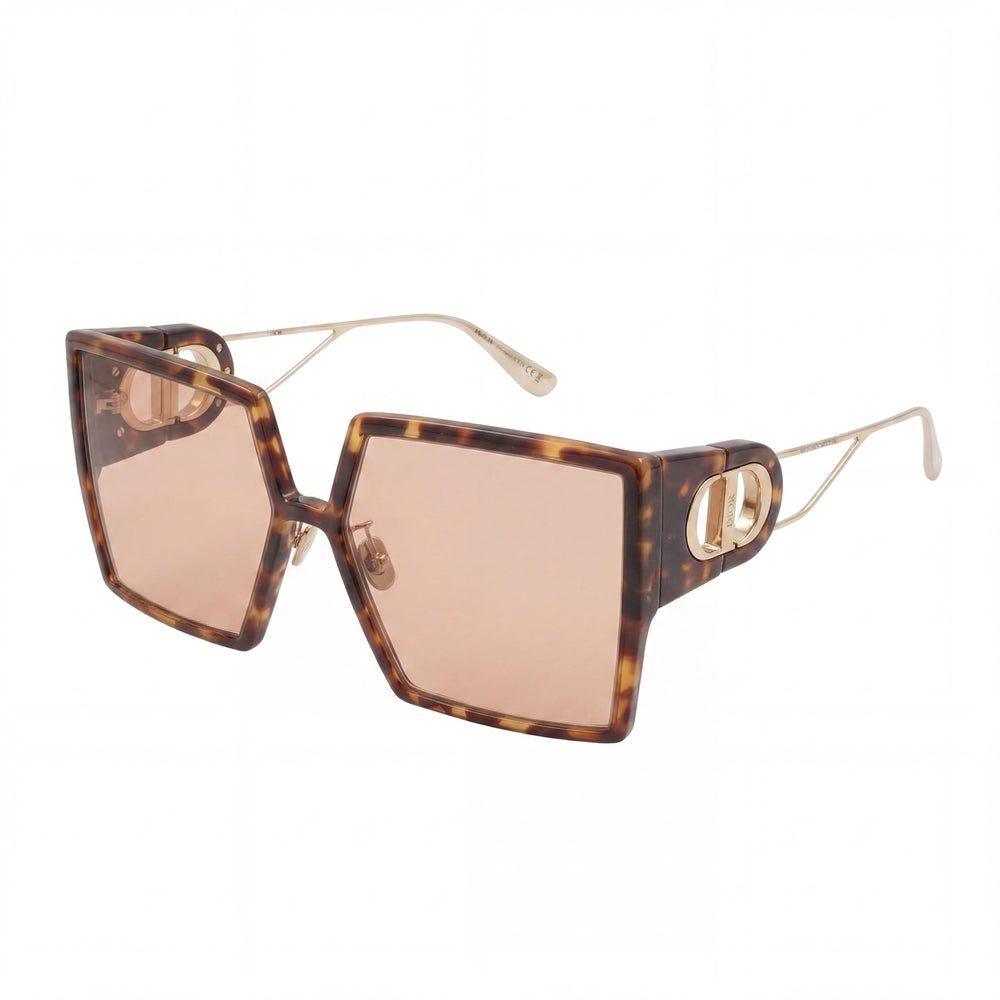 Dior 30Montaigne SU Unisex Brown Clear Acetate Purple Lens 58mm 100% UV Protection Sunglasses