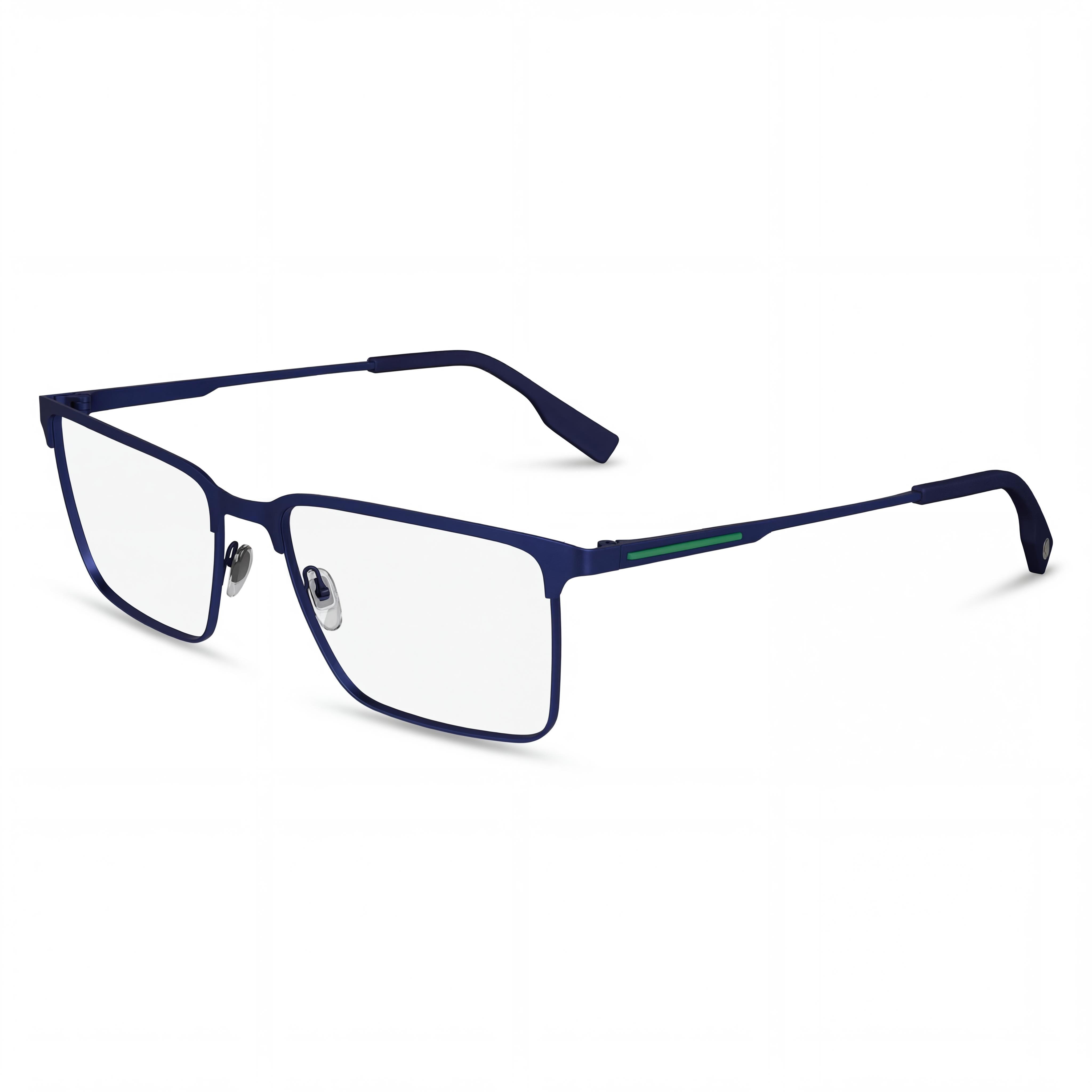 Gafas para hombre Lacoste Modern con montura de metal azul mate, lentes de policarbonato, 55 mm de ancho de lente, Photo 1
