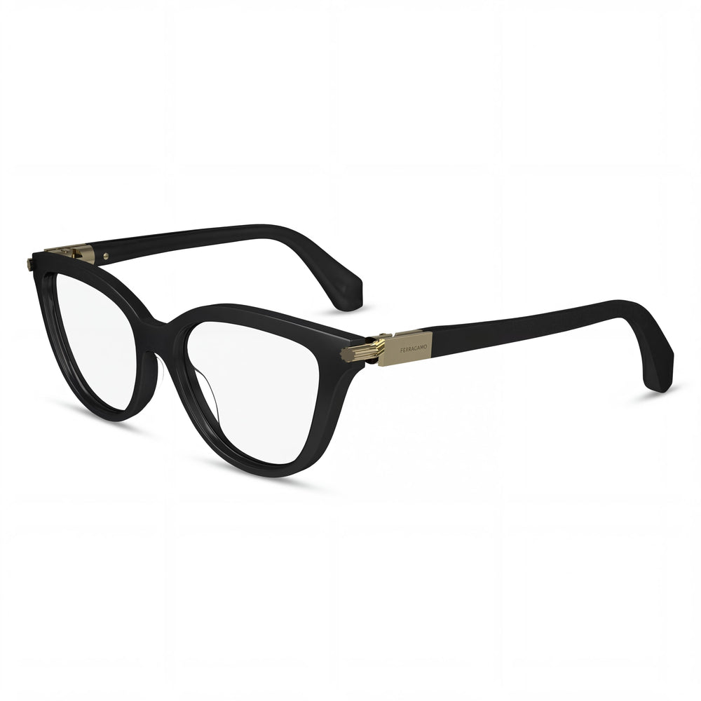 Gafas Salvatore Ferragamo Modern SF2974 negras de estilo ojo de gato, con montura de plástico, para hombre, 52 mm