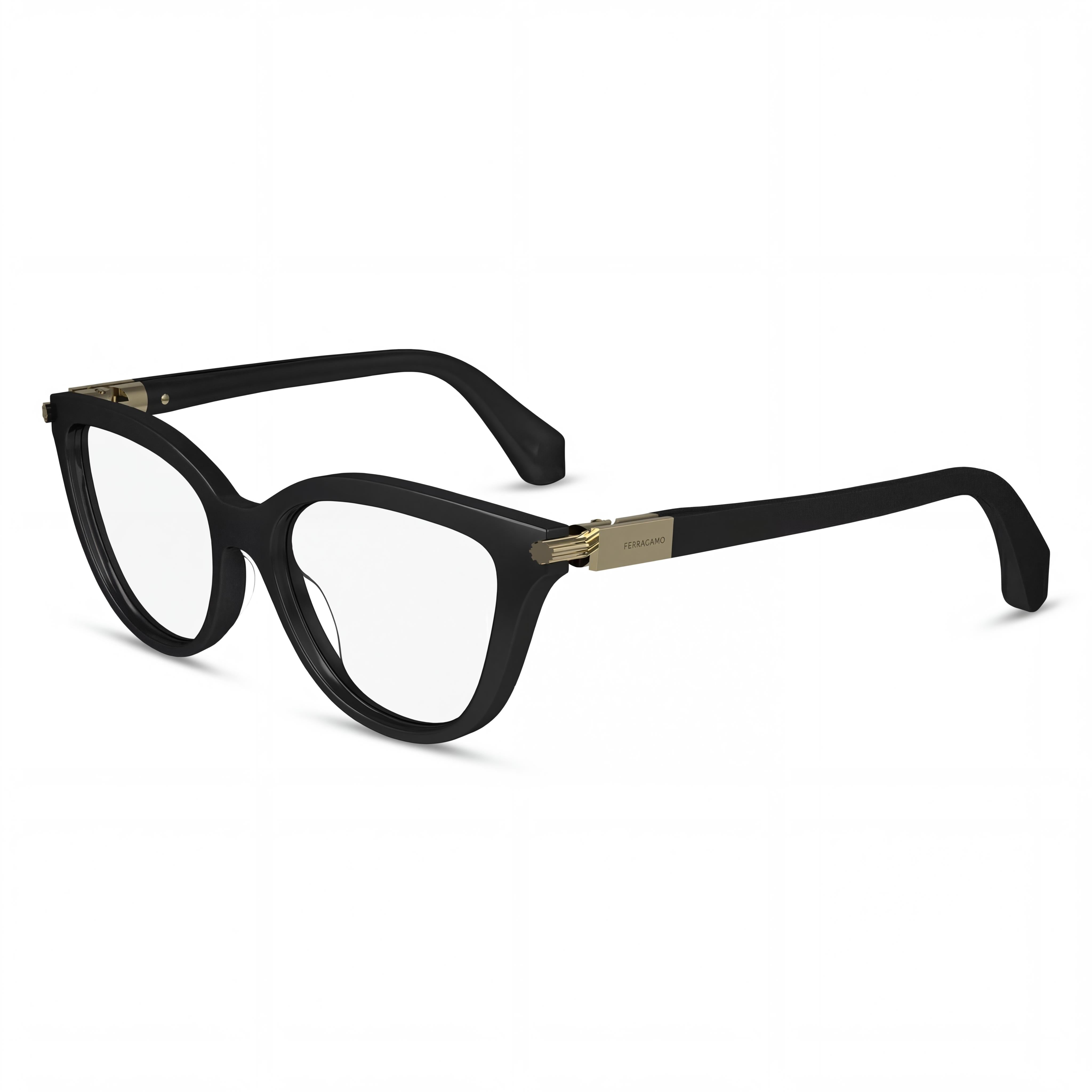 Salvatore Ferragamo Modern SF2974 Black Cat Eye Style Plastic Frame Demo Eyeglasses for Men 52mm, Photo 1
