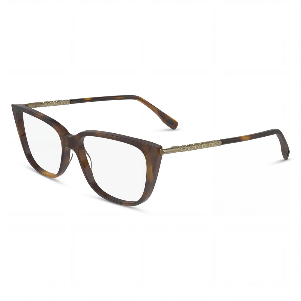 Montura de gafas de acetato moderno Lacoste para mujer en Habana con lentes de no policarbonato Habana de 54 mm